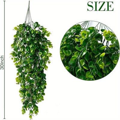 Kunstmatige hangplanten Nep-muurhangende eucalyptusplanten UV-bestendige plastic planten Binnen- en buitentuin Kamerdecoratie black