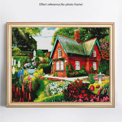 Peinture Diamant Ronde Complète Jardin Broderie Diamant Vente 5D Bricolage Mosaïque Diamant Paysage 20X30 black