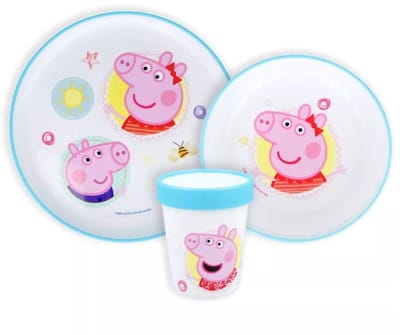 Peppa ontbijt setje, 3 delig ontbijt set van peppa, Bordje, Beker, Schaaltje van peppa pig, peppa, Peppa Pig dinnerware set