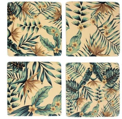 Meander onderzetters Palmbladeren Groen/creme