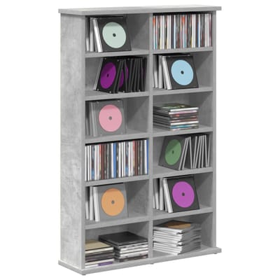 vidaXL - CD - Kast - Betongrijs - 60 - x - 17 - x - 92 - cm - Bewerkt - hout