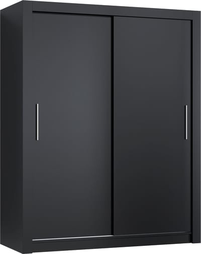 Pro-meubels - Kledingkast Miami - 160cm - Zwart mat - Garderobekast - Slaapkamer - Schuifdeur