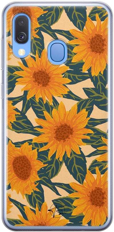 Hoesje geschikt voor Samsung Galaxy A40 - Zonnebloemen - Soft Case - TPU - Bloemen - Geel - Mooie Telefoonhoesjes