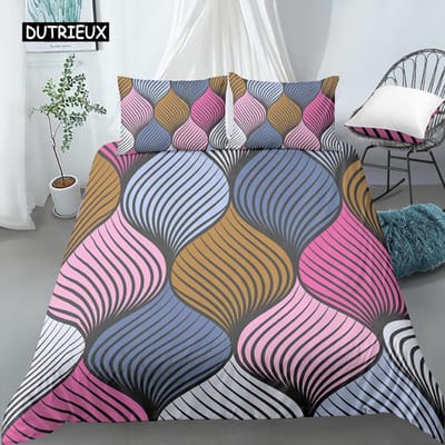 Geometrische Dekbedovertrek Set King Size Wit Goud Tint Boheemse Beddengoed Set Zachte Dekbedovertrek met Kussensloop Twin Dekbedovertrek EU single(135x200cm)