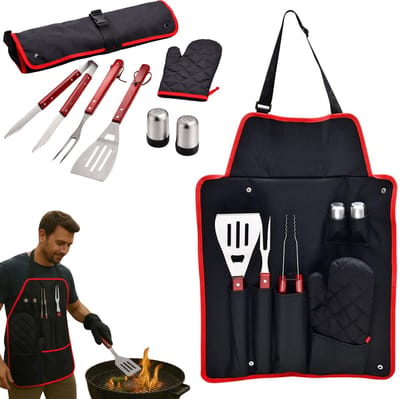 Lomera BBQ Accessoires Set - BBQ Gereedschapset - BBQ Gereedschap - BBQ Set - BBQ Tool Set - BBQ Spatel - BBQ Tang - BBQ Vork - BBQ Schort