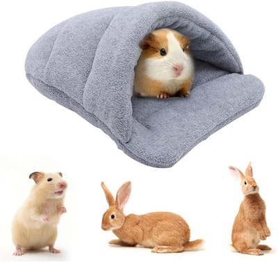 Cavia bed hamster bed slaapzak grot nest kussen zachte warme pantoffels cavia huis huisdier winter beddengoed kooi accessoires voor kleine dieren eekhoorn egel rat chinchilla fret (grijs)