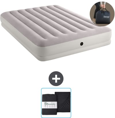 Intex Luchtbed - 2-Persoons - 152 x 203 x 30 cm - Grijs - Inclusief pomp en Hoeslaken