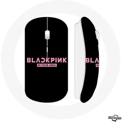 Blackpink draadloze muis in uw omgeving Zwarte achtergrond Roze logo