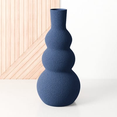 Fleuriek - Grote vaas Blauw - H50 cm - Hoge bolvaas voor binnen of als decoratieve bloemenvaas, gekleurde ronde vaas van bio-kunststof - Vaas structuur