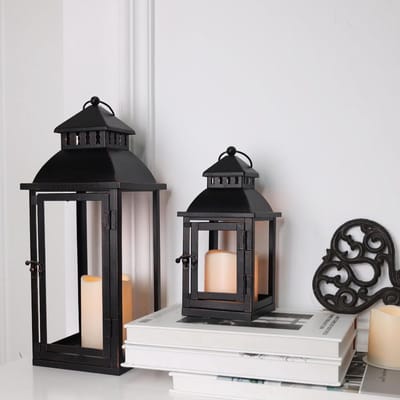 Metalen LED Lantaarns - Decoratieve Lantaarns - Buiten Decoratie - Set van 2 - 106" & 173" - Brons