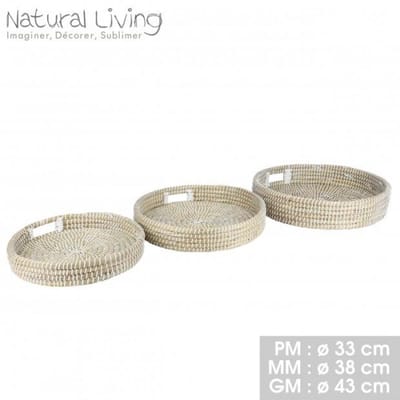 "NATURAL LIVING" SET VAN 3 FANY SCHOTELS VAN GRAS – S: 33 CM, M: 38 CM, L: 43 CM