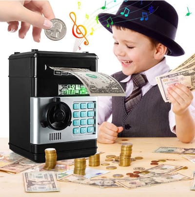 Spaarpot voor kinderen - Geldautomaat met wachtwoord, elektronische spaarpot, speelgoedcadeau voor jongens en meisjes van 3-12 jaar - Zilver