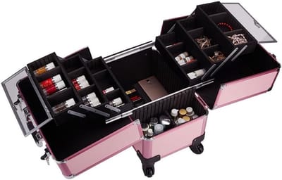 Make-up Trolley - Cosmetica Koffer - Schoonheidssalon Opslag - 2-in-1 Ontwerp - 34x24x46 cm - Roze