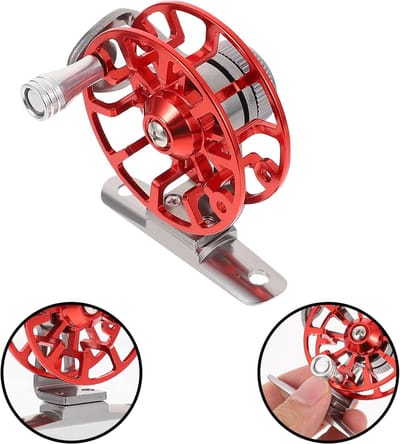 VHV - Vishengel molen - Werpmolen - Visreel - Ijsvissen - Krachtig en soepel - Voor zoetwater en zoutwater - 6.2*7cm - Rood