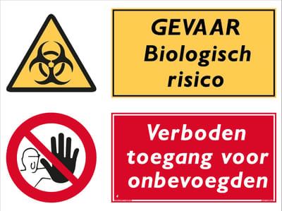 Biologisch risico bord - Verboden toegang voor onbevoegden - Forex - 30 x 40 cm - Weerbestendig