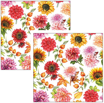 Ambiente Servetten bloemen thema - 40x stuks - 3 laags - 33 x 33 cm -Lente/Herfst - wegwerp servetjes - lunch servetten