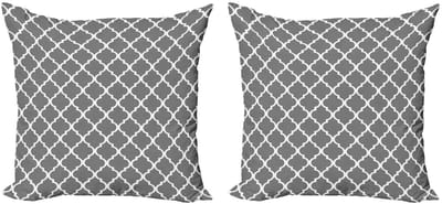 ABAKUHAUS Grijze Kussenhoezen – Set 2x50x50 cm – Dubbelzijdig bedrukt – Mikrofaser