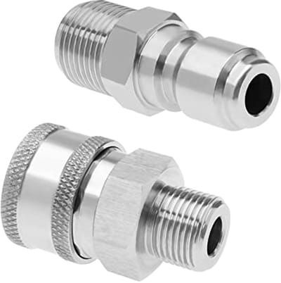 Dailygoods - Hogedrukreiniger Adapter - Quick Connect Fitting - Roestvrij staal - 3/8 Inch - Geschikt voor Hogedrukreinigers - Zilver