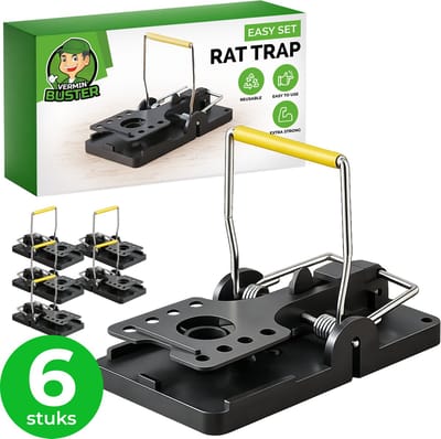 VerminBuster Rattenval 6 stuks - Rattenklem - Rat Trap - Rattenvallen voor binnen en buiten - Professionele Rattenklemmen