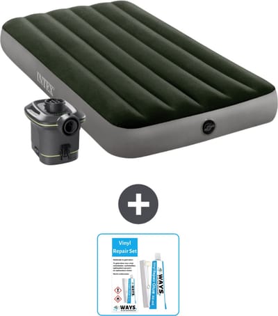 Intex Luchtbed - 1-Persoons - 99 x 191 x 25 cm - Groen - Inclusief pomp en Reparatieset