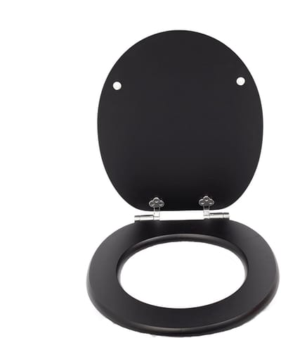 Toiletbril- Wc-bril met automatische neerlaatfunctie- kern van MDF-hout-softclose scharnier- zwart