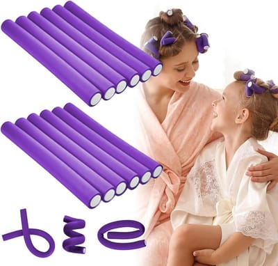 Krulspelden Schuim - Zachte rollers - Haar Krullen - Warmtevrij slapen - 10 stuks - Paars