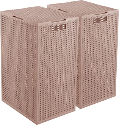 Curver Kaya Wasmand met deksel - 60L - 2 stuks - 38x29x58,5 cm - Warm Taupe