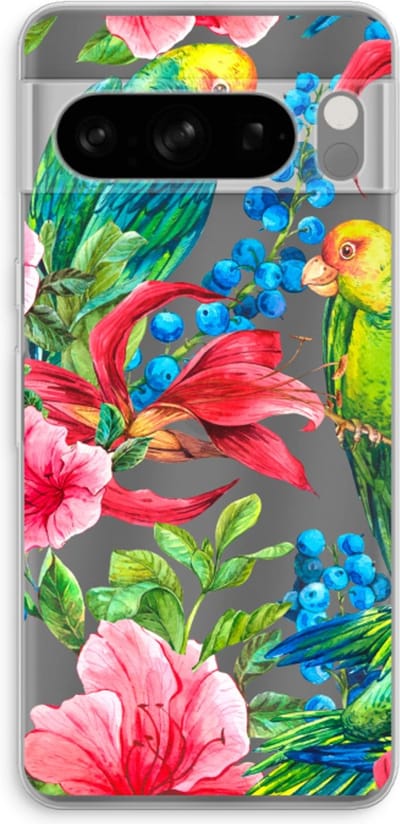 Case Company® - Hoesje geschikt voor Google Pixel 8 Pro hoesje - Papegaaien - Soft Cover Telefoonhoesje - Bescherming aan alle Kanten en Schermrand