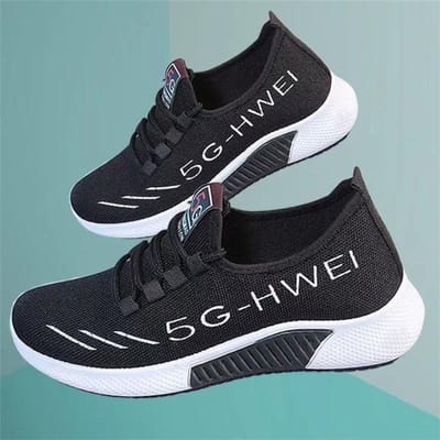 Nieuwe Fly-Knit Sneakers Dames Lente, Zomer en Herfst Zachte Zool Ademend Mesh Hardloopschoenen Modieuze Alles-Passende Kokosschoenen 40 black