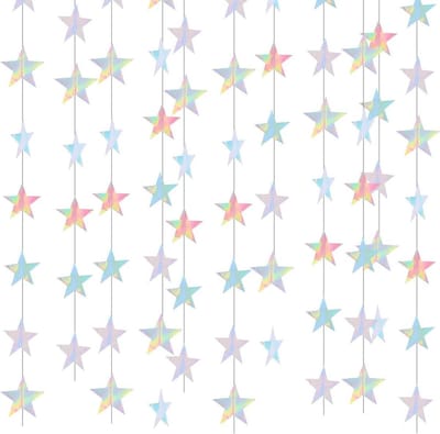 Papieren Slinger Sterren - Glinsterende Slinger - Feestdecoratie - Dubbelzijdig Ontwerp - 4 meter per stuk - Meerkleurig