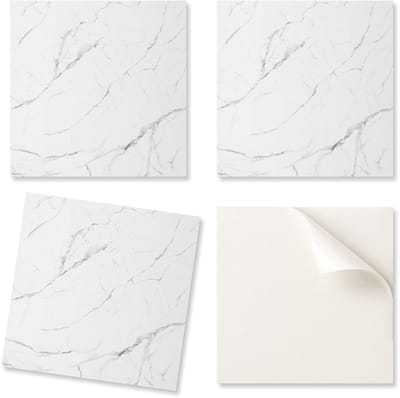 Set zelfklevende PVC-tegels met marmerpatroon en aderen, 9x30x30 cm