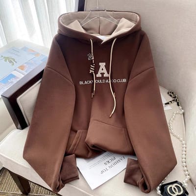 Sweat-shirt Style Coréen pour Femmes En Automne et Hiver Épaissi en Velours Grande Taille Veste à Capuche Haut 4XL black