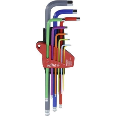 Wiha Sechskant-Kugelkopf 9-tlg. farbig leuchtend Zeskant Stiftsleutelset 1.5, 2, 2.5, 3, 4, 5, 6, 8, 10 9-delig