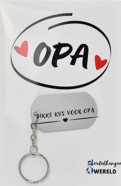 Dikke kus voor opa Sleutelhanger inclusief kaart - Opa cadeau - grandpa - Leuk kado voor je opa om te geven - 2.9 x 5.4CM