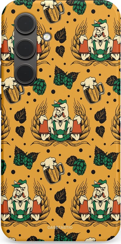 Casetastic hoesje geschikt voor Samsung Galaxy S24 - Dubbellaagse bescherming - Oktoberpret - Fashion Case - Goud Taupe Donkergroen Donkergrijs
