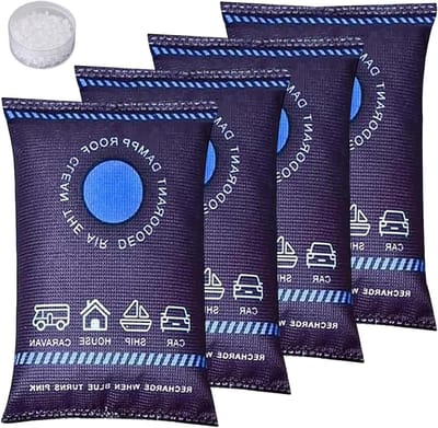 Luchtontvochtiger Zakken - Vocht Absorber - Vochtigheid Controleren - Herbruikbaar Met Indicatie - 4 Stuks 200g - Blauw
