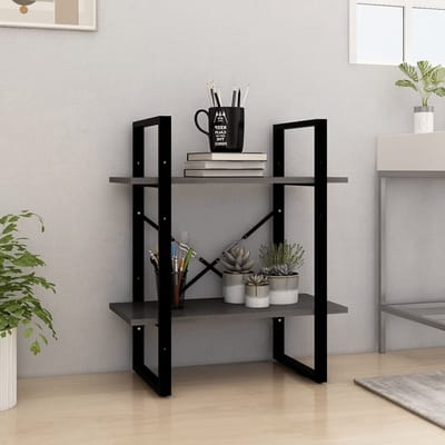 vidaXL - Boekenkast - met - 2 - schappen - 60x30x70 - cm - massief - grenenhout - grijs