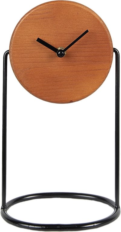 Clayre & Eef Tafelklok 28 cm Bruin Zwart Hout
