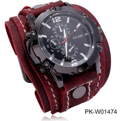Vintage Horloges Heren Echt Leer Wijzerplaat Riem Band Punk Horloge Brede Koeienhuid Armband & Armbanden Voor Dames Mannen Sieraden gray