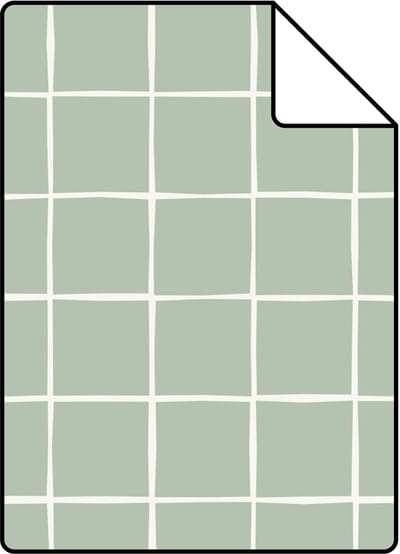 Proefstaal ESTAhome behang geblokt motief saliegroen - 26.5 x 21 cm - 131928-S