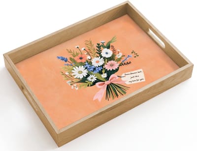 Dienblad hout 40x30 cm - Schootdienblad - Boeket - Strikje - Quote - Borrelplank rechthoek - Plateau dienbladen
