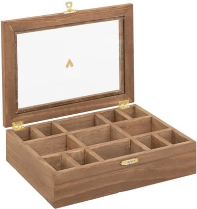 Atmosphera Sieradenkistje Marbella - 20 x 5 x 15 cm - bruin - Juwelenkistje - met 13 vakjes indeling