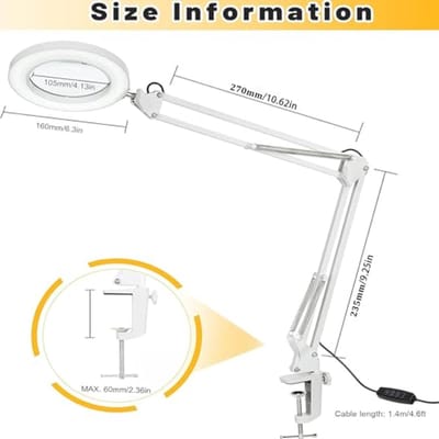 Vergrootlamp met Licht en Standaard - 10x Vergroting, Dimbare LED Leeslamp met 72 LEDs, 3 Kleurmodi, Ideaal voor Handwerk en Naaien