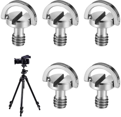 Bevestigingsschroef Camera - Statief Schroef - Camera Stabiliseren - Opklapbare D-ring - 5 Stuks 1/4" - Zilver