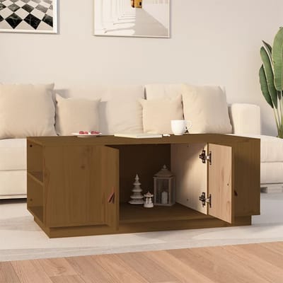 vidaXL - Salontafel - 100x50x41 - cm - massief - grenenhout - honingbruin