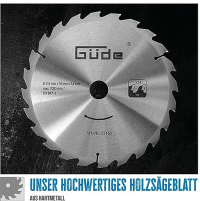 Houtzaagblad 254mm voor Tafelcirkelzaag en Afkortzaag - Hardmetaal, 24 Tanden, Precisie en Duurzaamheid