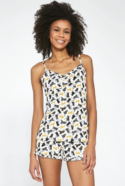 Cornette Katoenen Shortama Dames Volwassenen | Korte Mouw Korte Broek | Pyama Dames Volwassenen | Cats 4 373/214 M