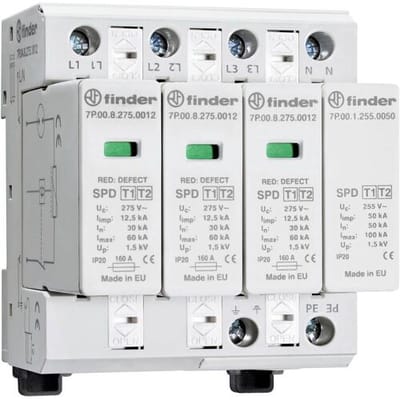 Finder 7P.04.8.275.1012 7P.04.8.275.1012 Overspanningsafleider 60 kA 1 stuk(s)