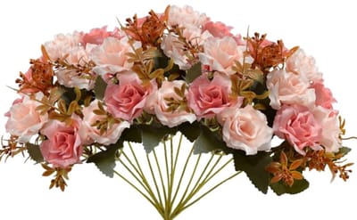 Dailygoods- Kunstbloemen 3 Stuks - Kunstrozen Boeket - Zijde/Kunststof - Perfect voor Bruiloft/Jubileum - Onderhoudsvrij - Formaat 32 cm - Nep Bloemen
