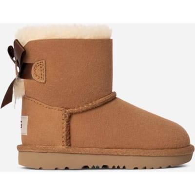 UGG® Mini Bailey Bow II-laars voor kinderen  in Brown, Maat 23.5, Dubbelzijdig